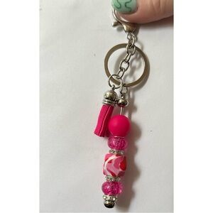 Pink Beaded Tassel Keychain